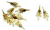 5 Pairs of 34x14mm Leaf Drop Gold Earrings